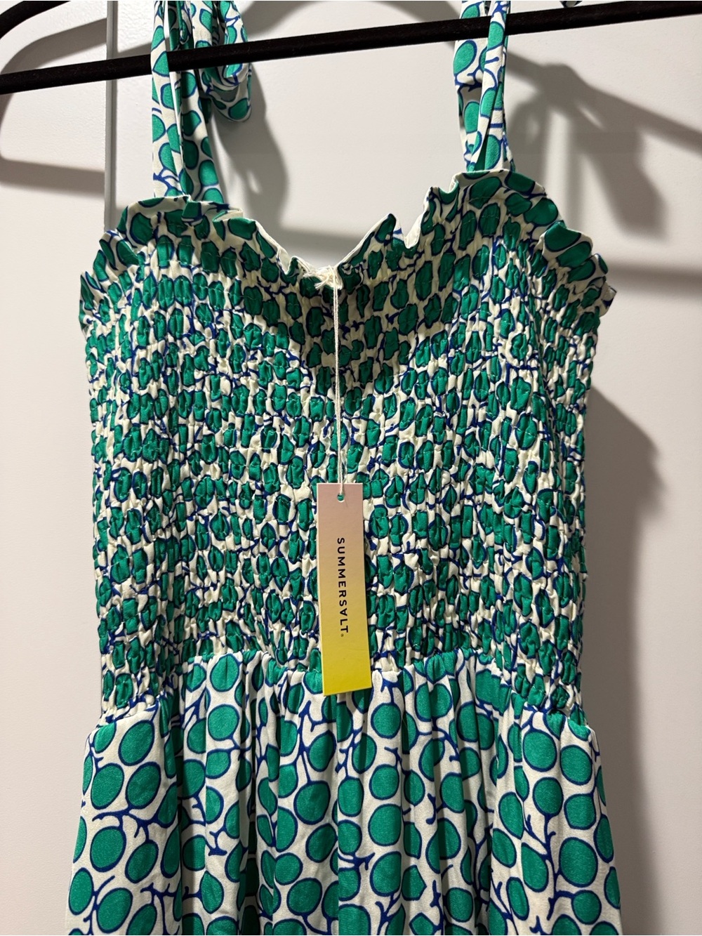 Summersalt Green & White Smocked Maxi Sundress
